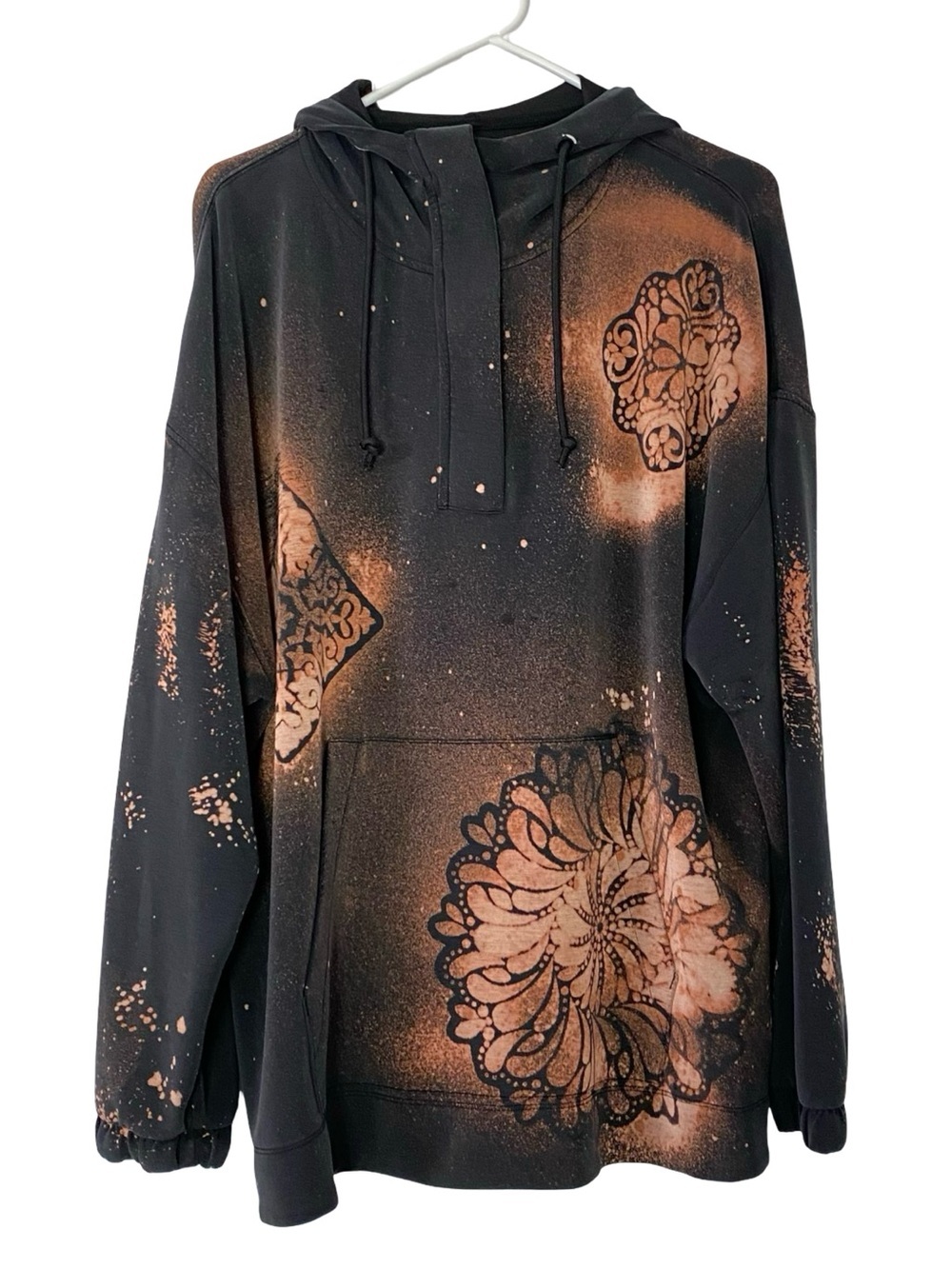 Oysho OOAK Sweatshirt Pullover Hoodie Womens Size Large Tunic Pocket Floral